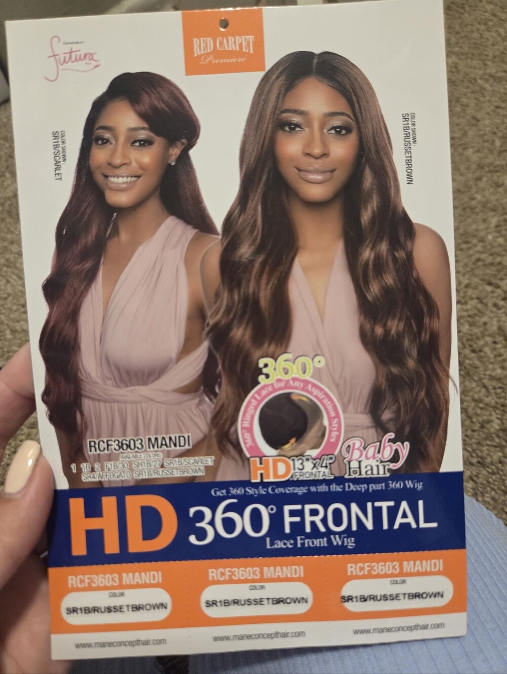 Red Carpet HD360 Frontal Wig RCF3603 MANDI SR1B/RUSSETBROWN